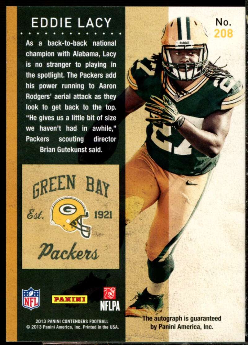 Eddie Lacy AU Card 2013 Panini Contenders Playoff Ticket #208A  Image 2