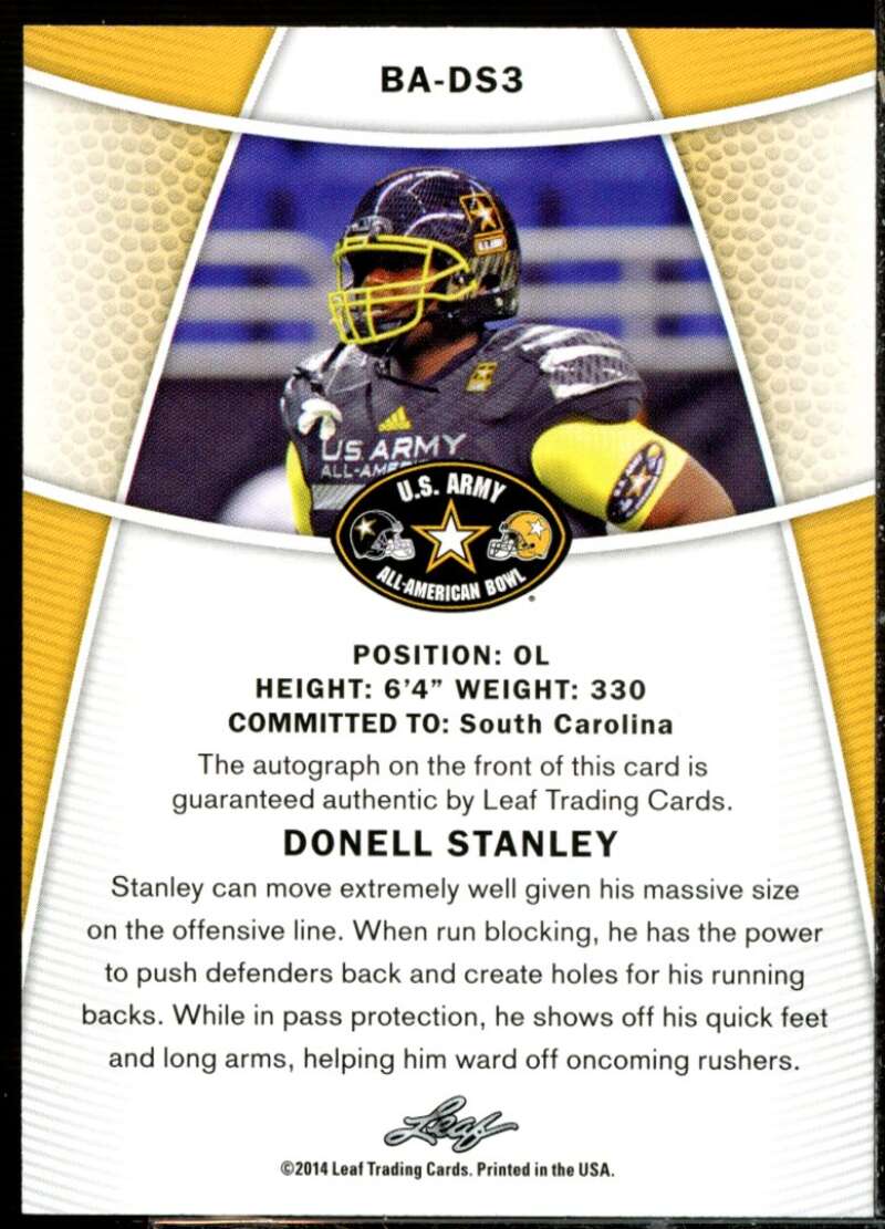 Donell Stanley Card 2014 Leaf Army All-American Bowl Black #BADS3  Image 2