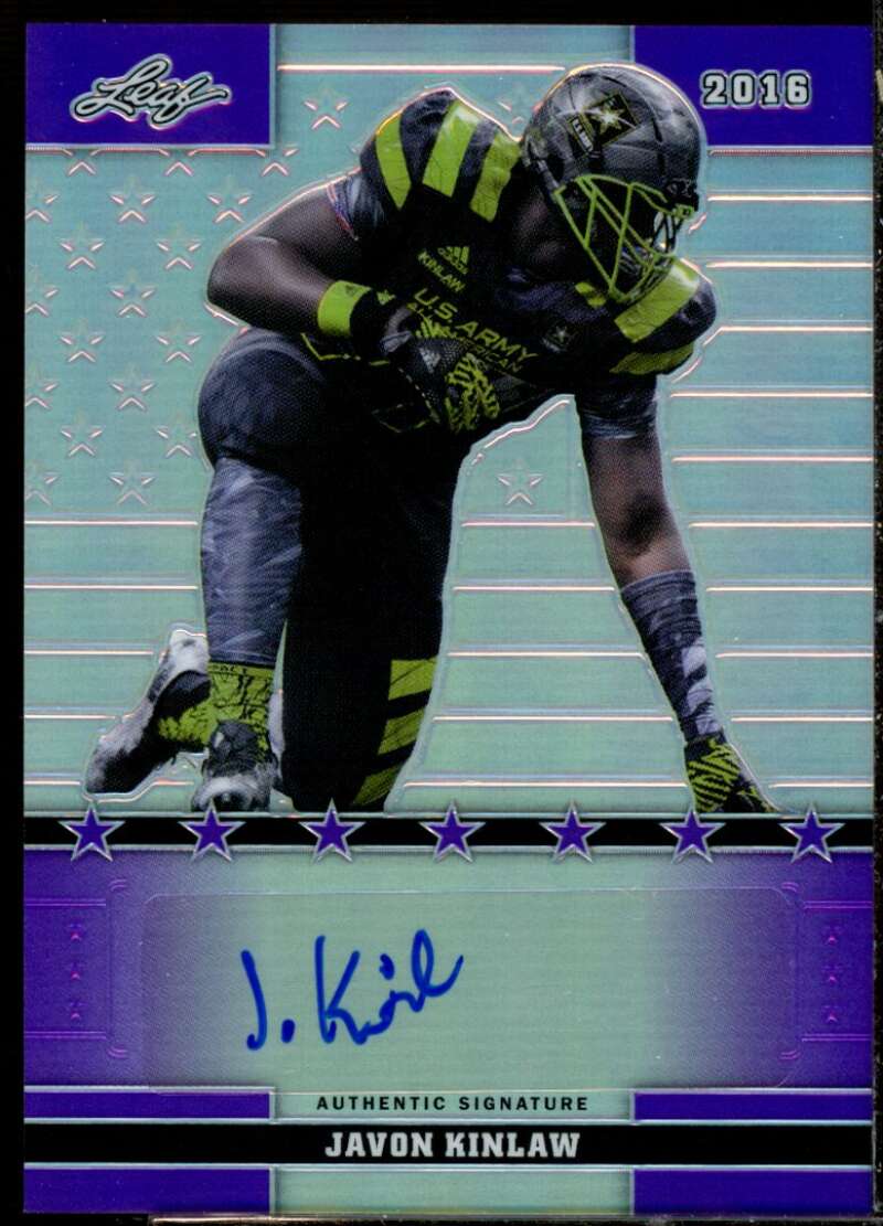 Javon Kinlaw 2016 Leaf Army All-American Bowl Flag Metal Autographs Purple #48  Image 1