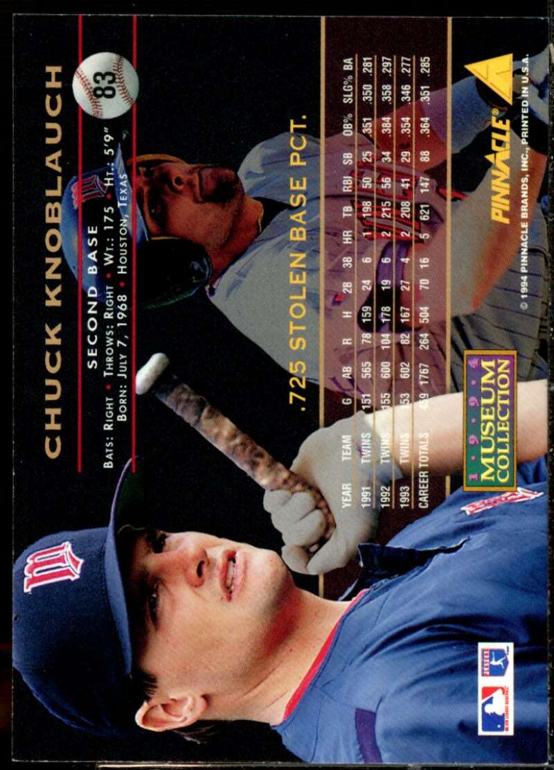 Chuck Knoblauch Card 1994 Pinnacle Museum Collection #83  Image 2