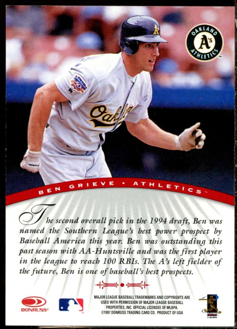 Ben Grieve Card 1997 Donruss Signature Autographs #44  Image 2