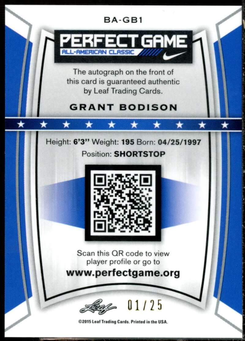 Grant Bodison Card 2015 Leaf Metal Draft Perfect Game Prismatic Blue #BAGB1  Image 2