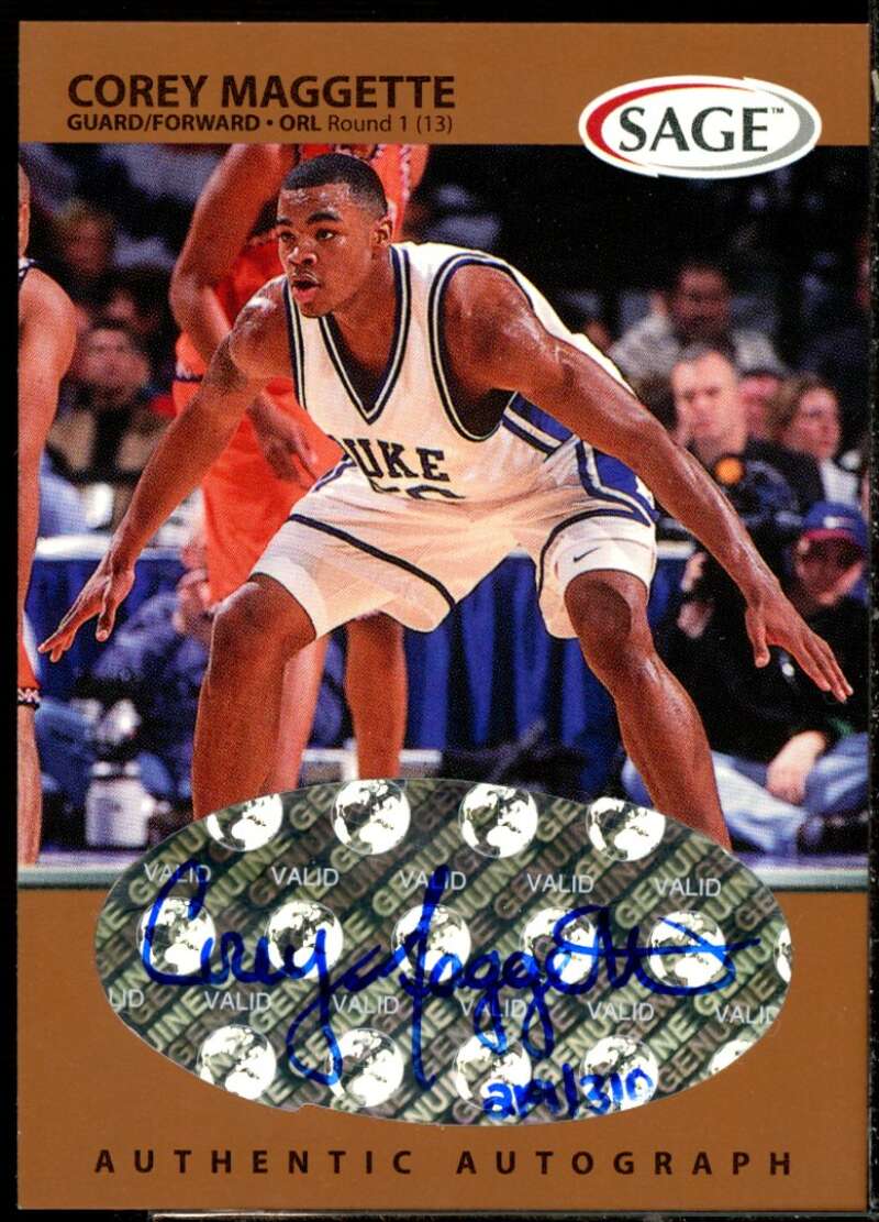 Corey Maggette Rookie Card 1999 SAGE Autographs Bronze #A33  Image 1