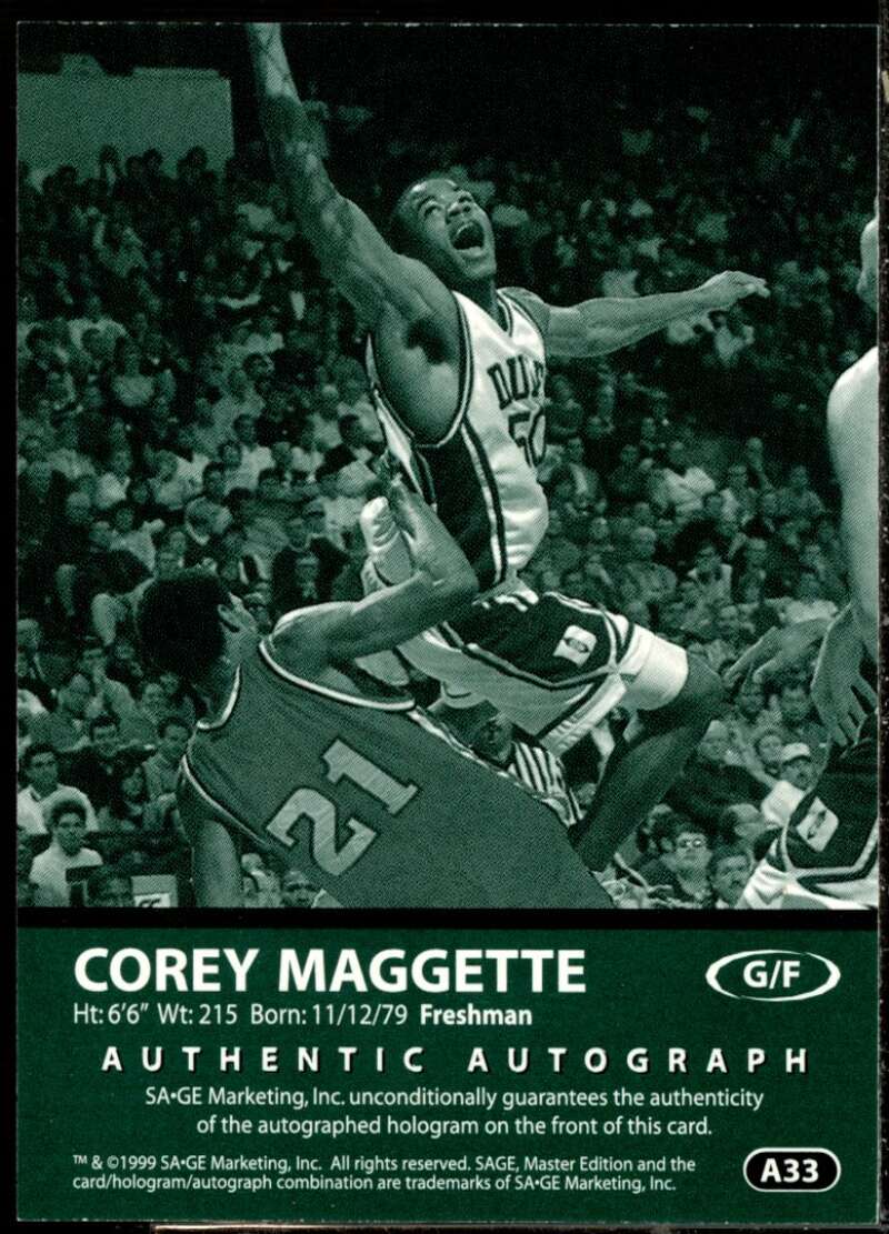 Corey Maggette Rookie Card 1999 SAGE Autographs Bronze #A33  Image 2