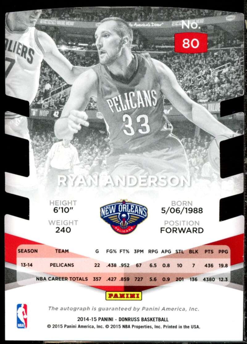 Ryan Anderson Card 2014-15 Elite Status Signatures Blue #80  Image 2