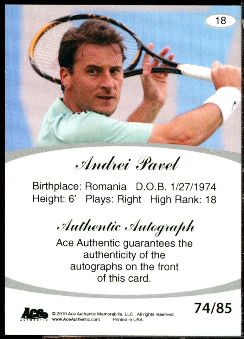 Andrei Pavel Card 2010 Ace Authentic Aces #18  Image 2