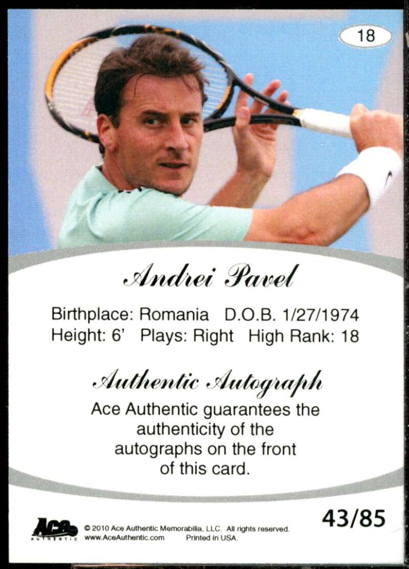 Andrei Pavel Card 2010 Ace Authentic Aces #18  Image 2