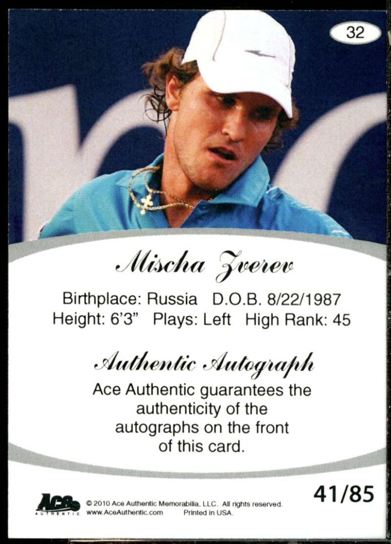 Mischa Zverev Card 2010 Ace Authentic Aces #32  Image 2