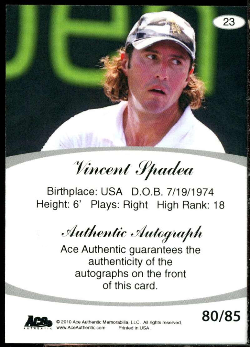 Vincent Spadea Card 2010 Ace Authentic Aces #23  Image 2