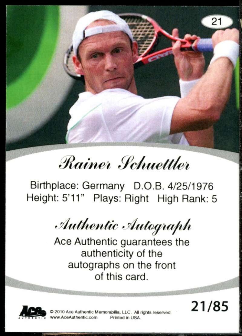 Rainer Schuettler Card 2010 Ace Authentic Aces #21  Image 2