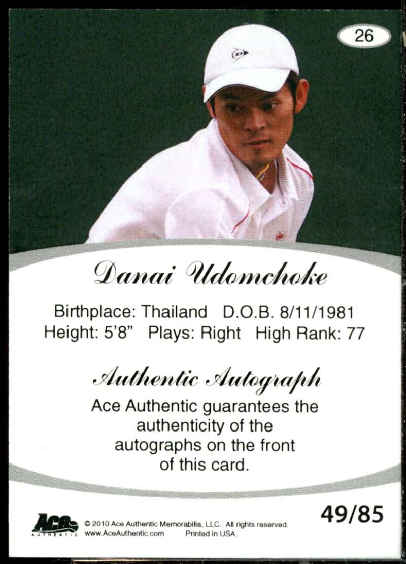 Danai Udomchoke Card 2010 Ace Authentic Aces #26  Image 2