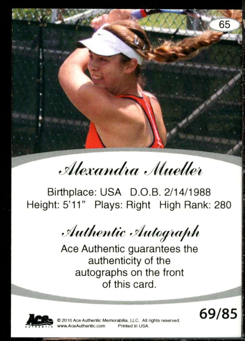 Alexandra Mueller Card 2010 Ace Authentic Aces #65  Image 2