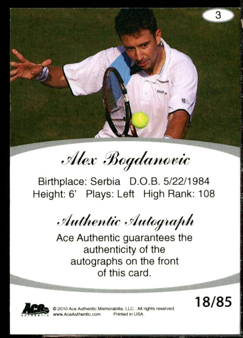 Alex Bogdanovic Card 2010 Ace Authentic Aces #3  Image 2