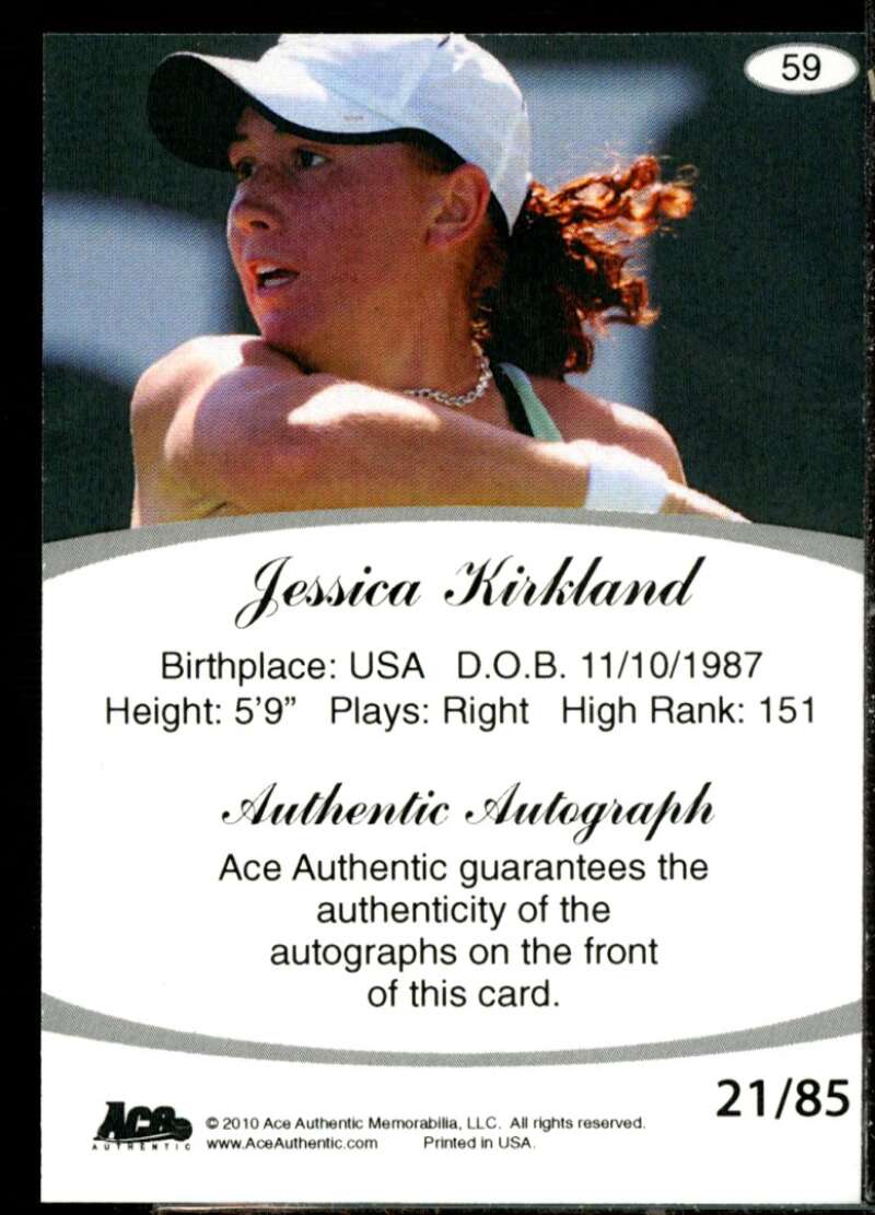 Jessica Kirkland Card 2010 Ace Authentic Aces #59  Image 2