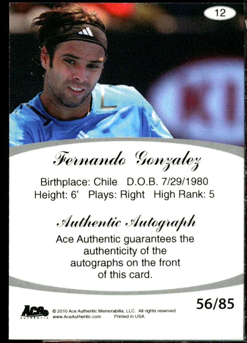 Fernando Gonzalez Card 2010 Ace Authentic Aces #12  Image 2