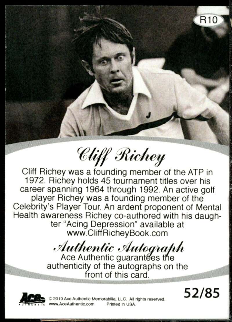 Cliff Richey Card 2010 Ace Authentic Aces #R10  Image 2