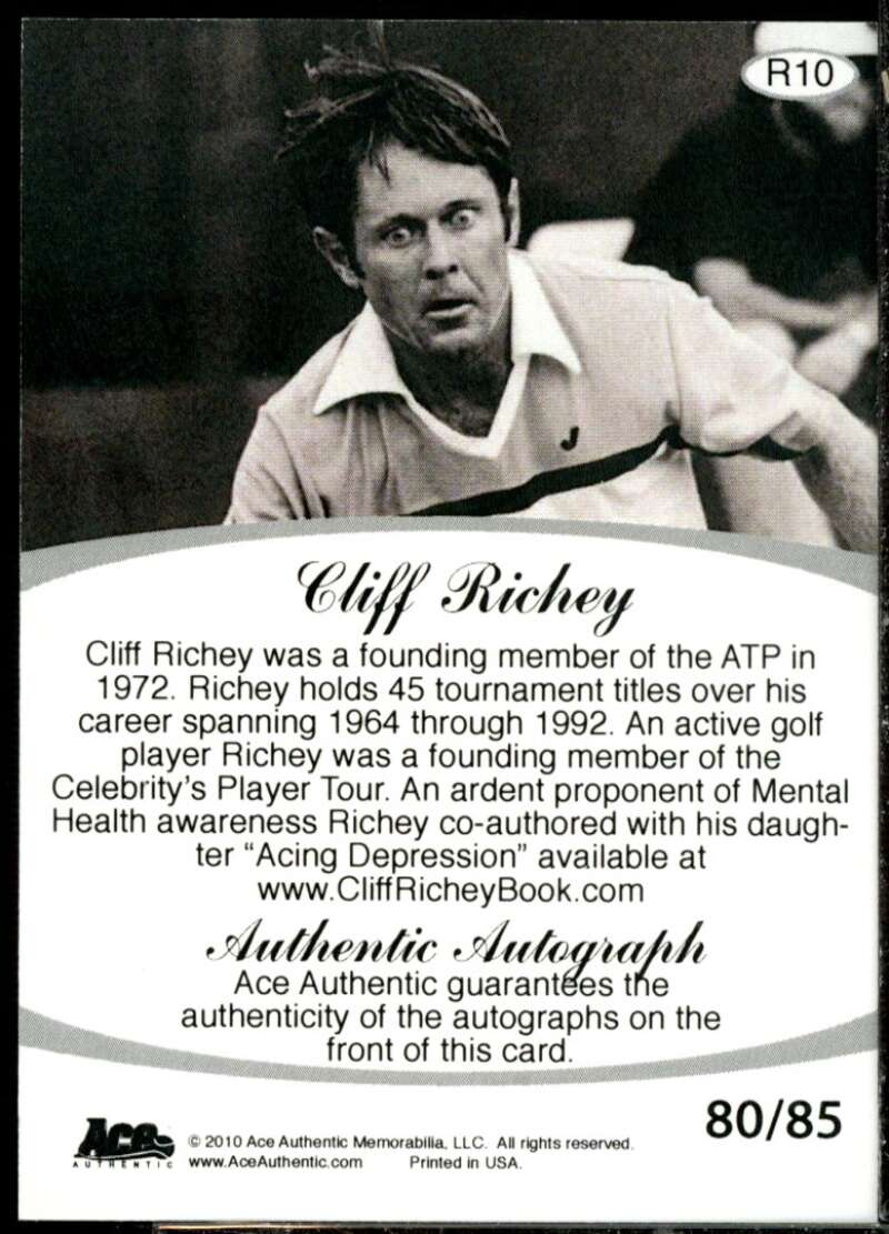 Cliff Richey Card 2010 Ace Authentic Aces #R10  Image 2