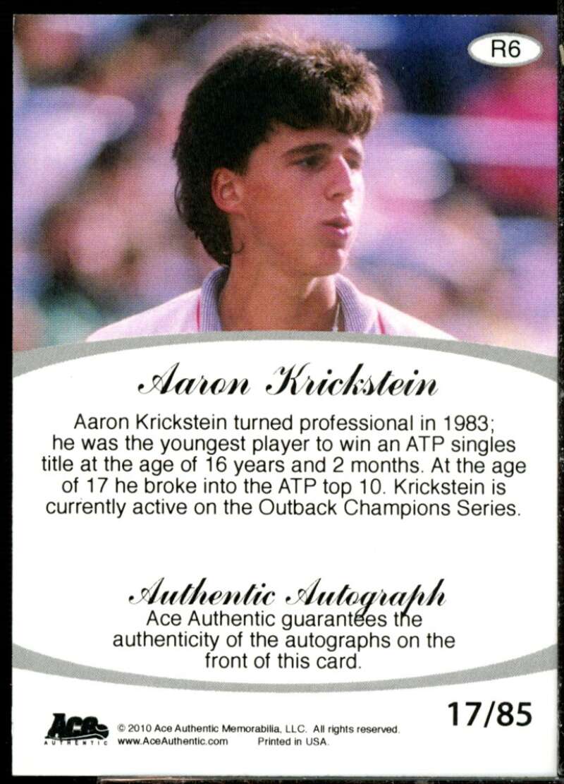 Aaron Krickstein Card 2010 Ace Authentic Aces #R6  Image 2