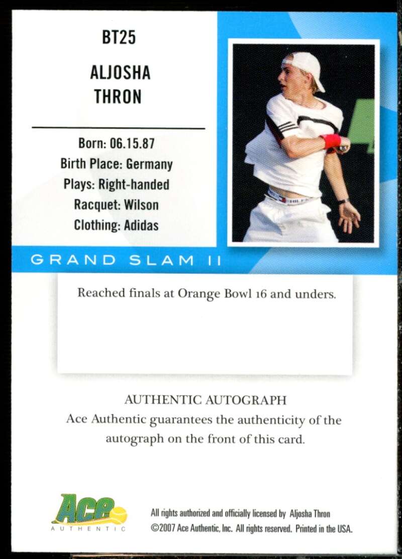 Aljosha Thron 2008 Ace Authentic Grand Slam Breaking Through Auto Bronze #25  Image 2