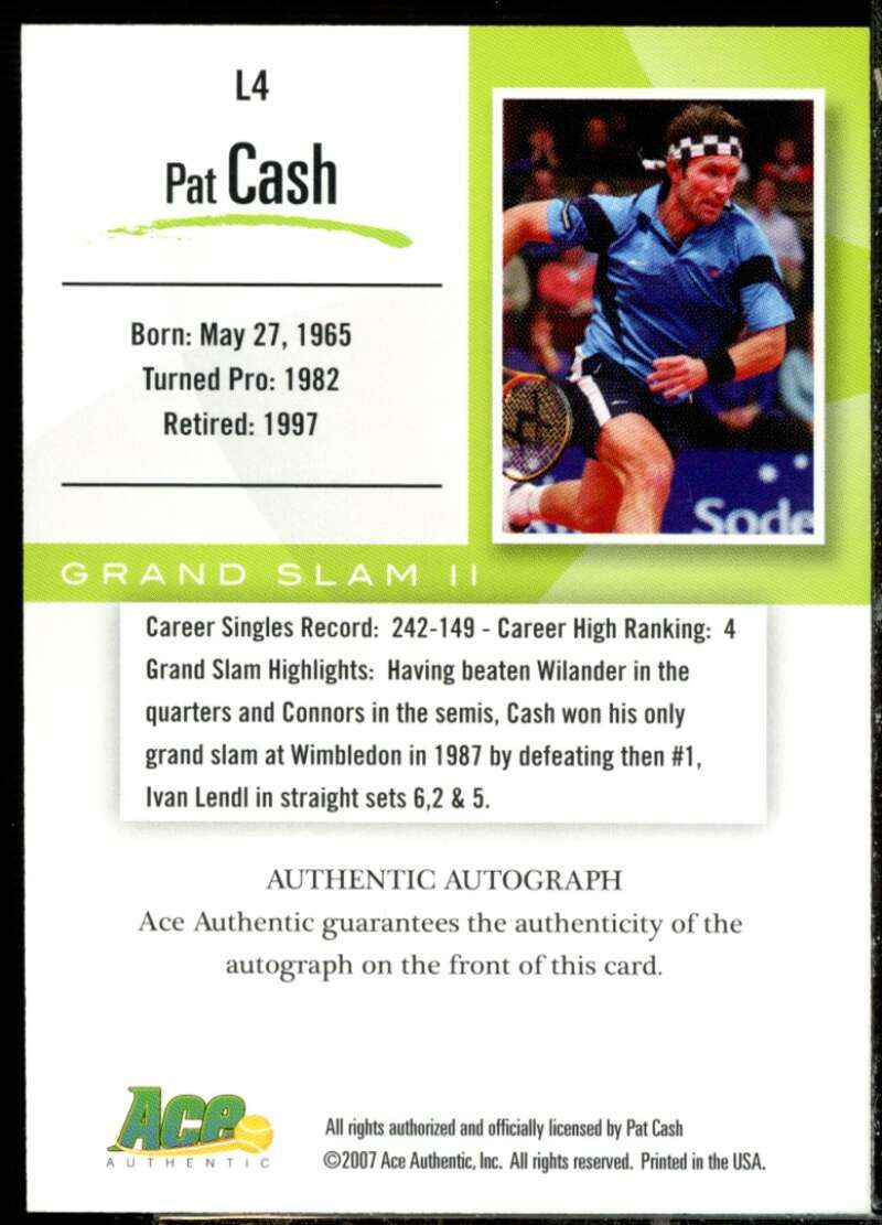 Pat Cash Card 2008 Ace Authentic Grand Slam Legends Autographs Bronze #L4  Image 2