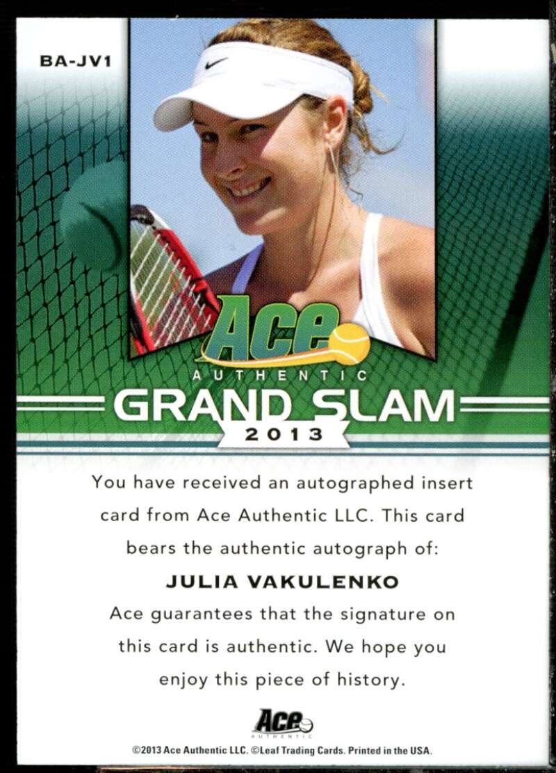 Julia Vakulenko Card 2013 Ace Authentic Grand Slam Purple #BAJV1  Image 2