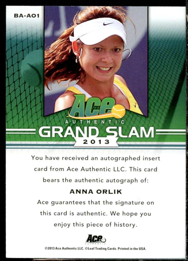 Anna Orlik Card 2013 Ace Authentic Grand Slam #BAAO1  Image 2