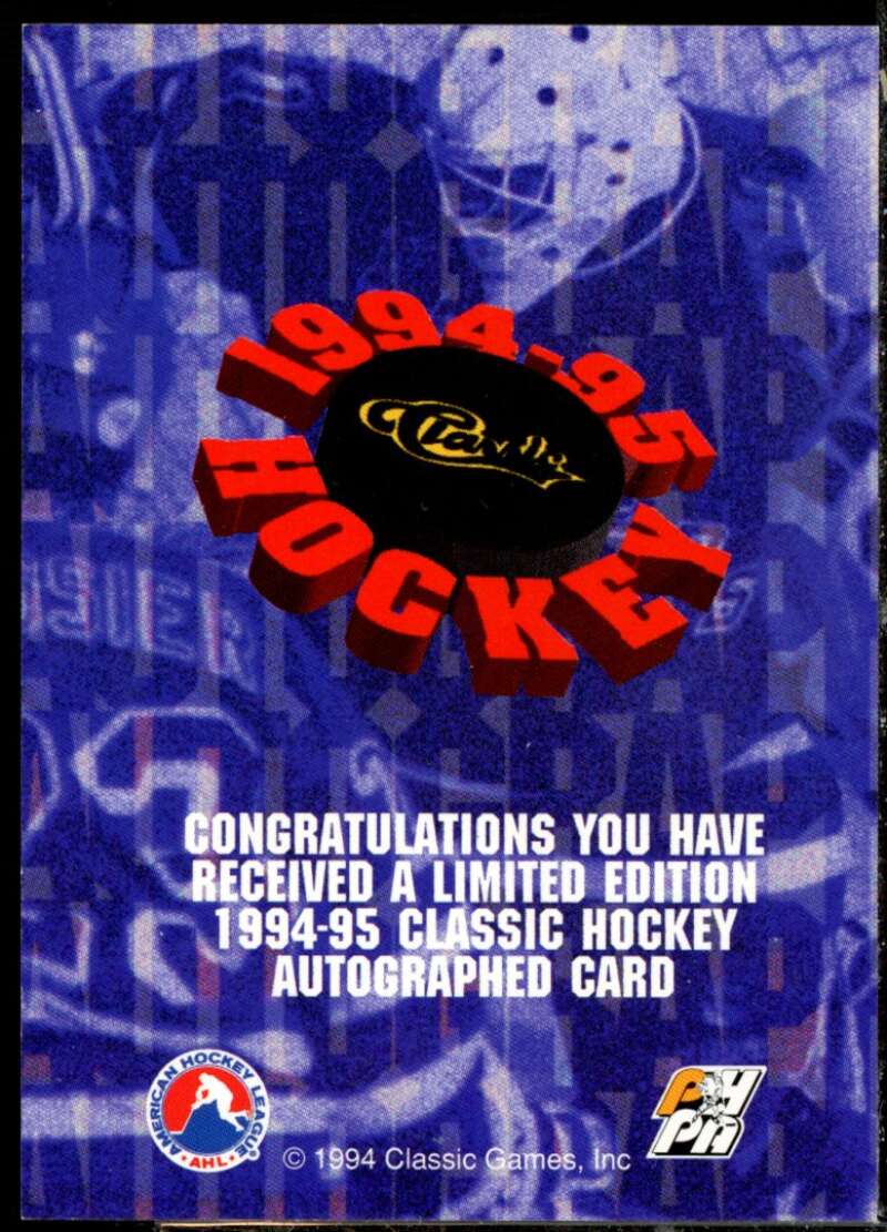 Aaron Ward Card 1994 Classic Autographs #NNO  Image 2