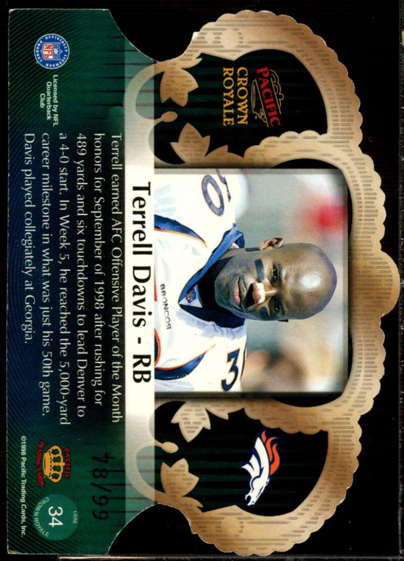 Terrell Davis Card 1998 Crown Royale Limited Series #34  Image 2