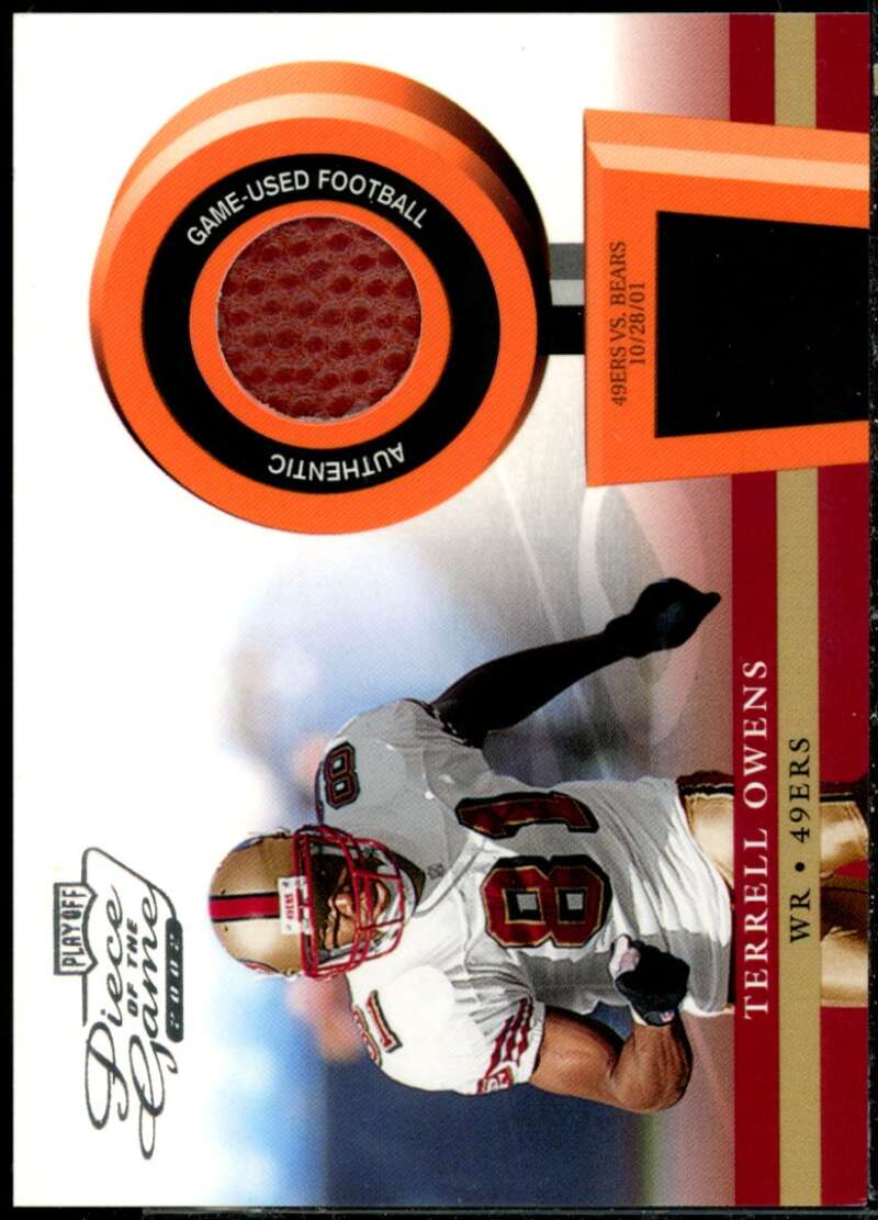 Terrell Owens JSY Card 2002 Playoff Piece of the Game Materials #50J  Image 1