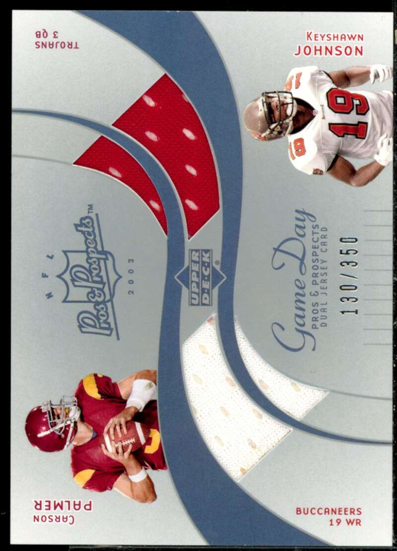 Carson Palmer/Johnson Card 2003 Pros and Prospects Game Day Jersey Duals #DJCPJ  Image 1