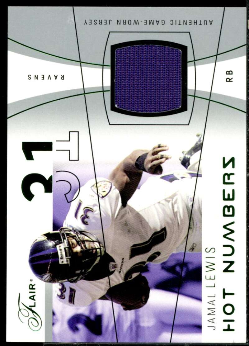 Jamal Lewis Card 2004 Flair Hot Numbers Game Used Green #HNJL  Image 1