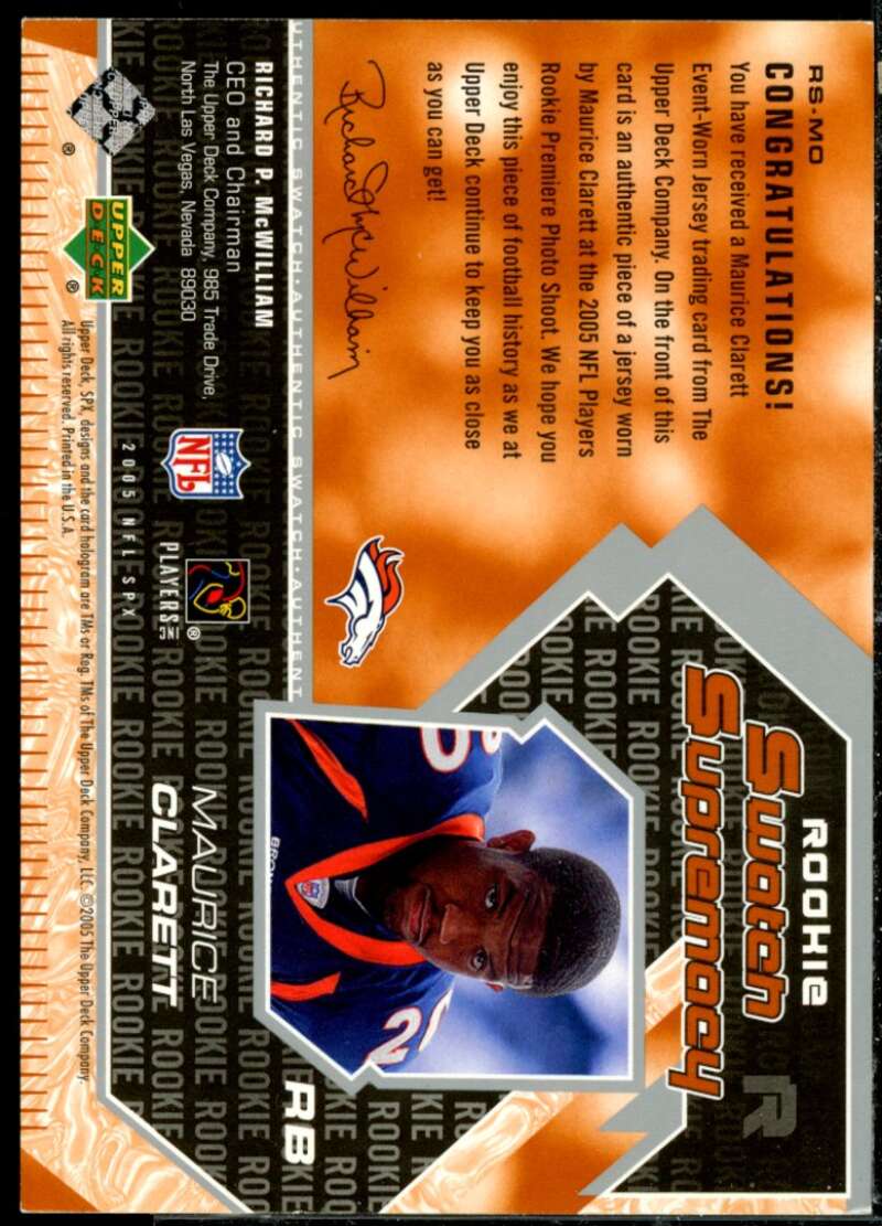 Maurice Clarett Rookie Card 2005 SPx Rookie Swatch Supremacy #RSMO  Image 2