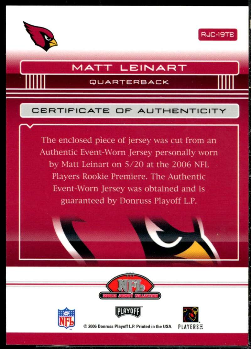 Arizona Cardinals Matt Leinart Certified Autographed Jersey