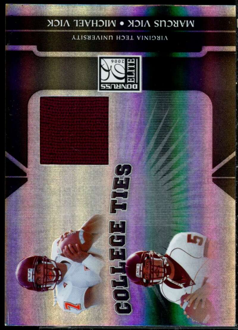 Michael Vick/99/Marcus Vick 2006 Donruss Elite College Ties Jerseys Prime #10  Image 1