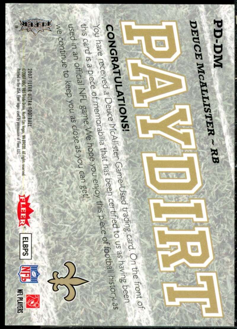 Deuce McAllister Card 2007 Ultra Paydirt Jerseys #DM  Image 2