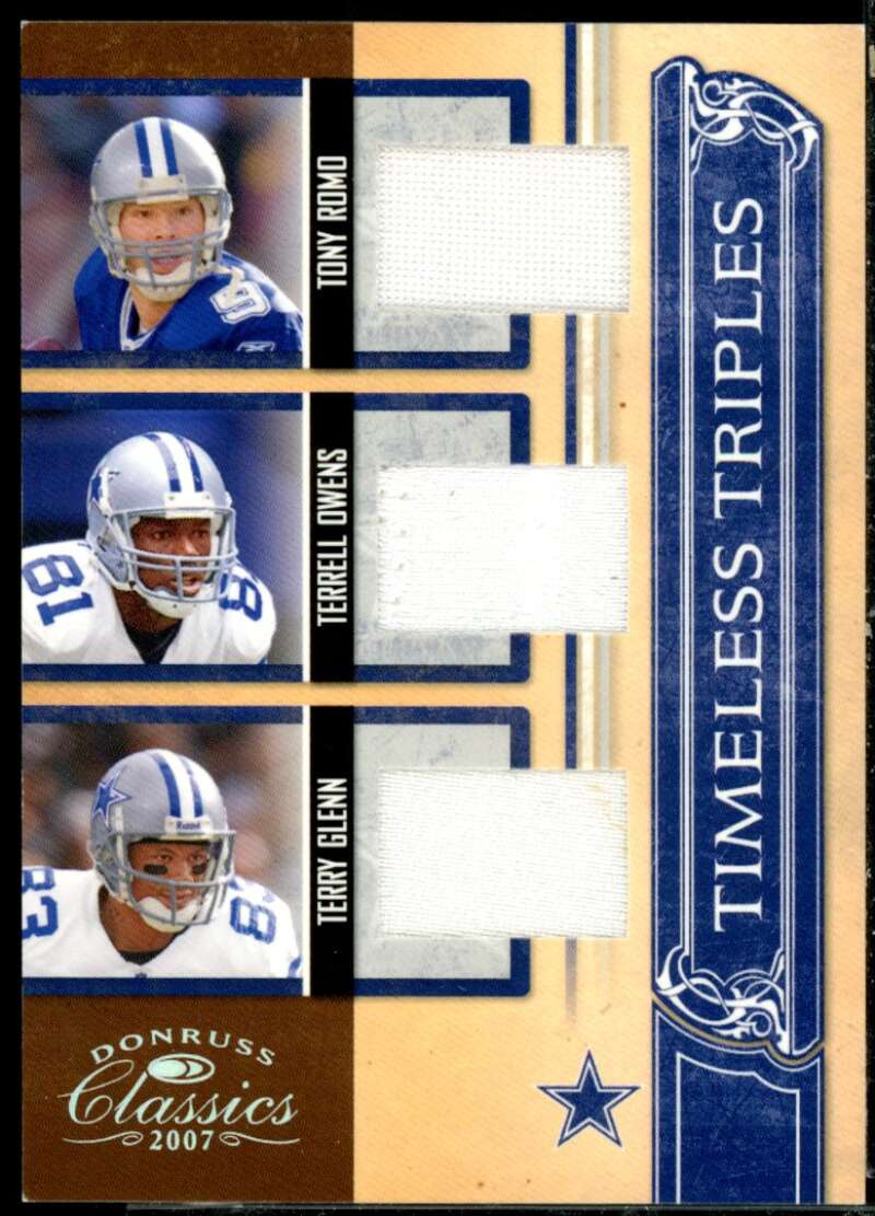 Owens/Tony Romo/Terry Glenn 2007 Donruss Classics Timeless Triples Jerseys #1  Image 1