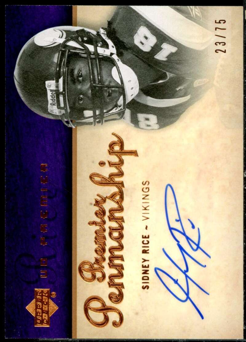 Sidney Rice Rookie 2007 Upper Deck Premier Penmanship Autographs Bronze #PPSR  Image 1