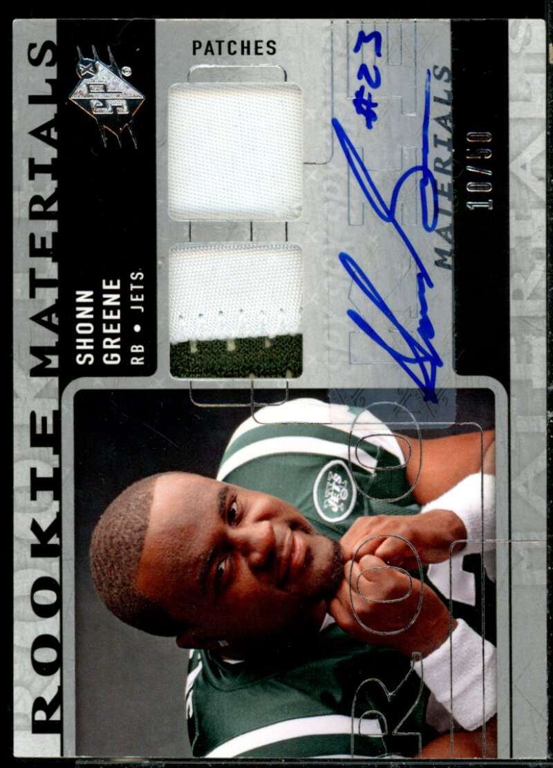 Shonn Greene Rookie Card 2009 SPx Rookie Materials Autographs #RMSG  Image 1