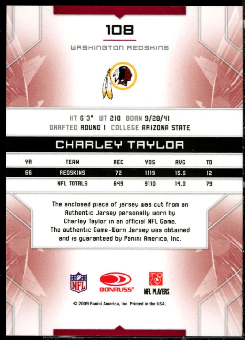 Maretial Legends Charley Taylor Card 2009 Limited #108  Image 2