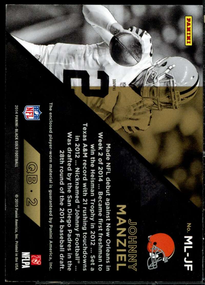 Johnny Manziel Rookie Card 2014 Panini Black Gold Mother Lode Rookie Jerseys #1  Image 2