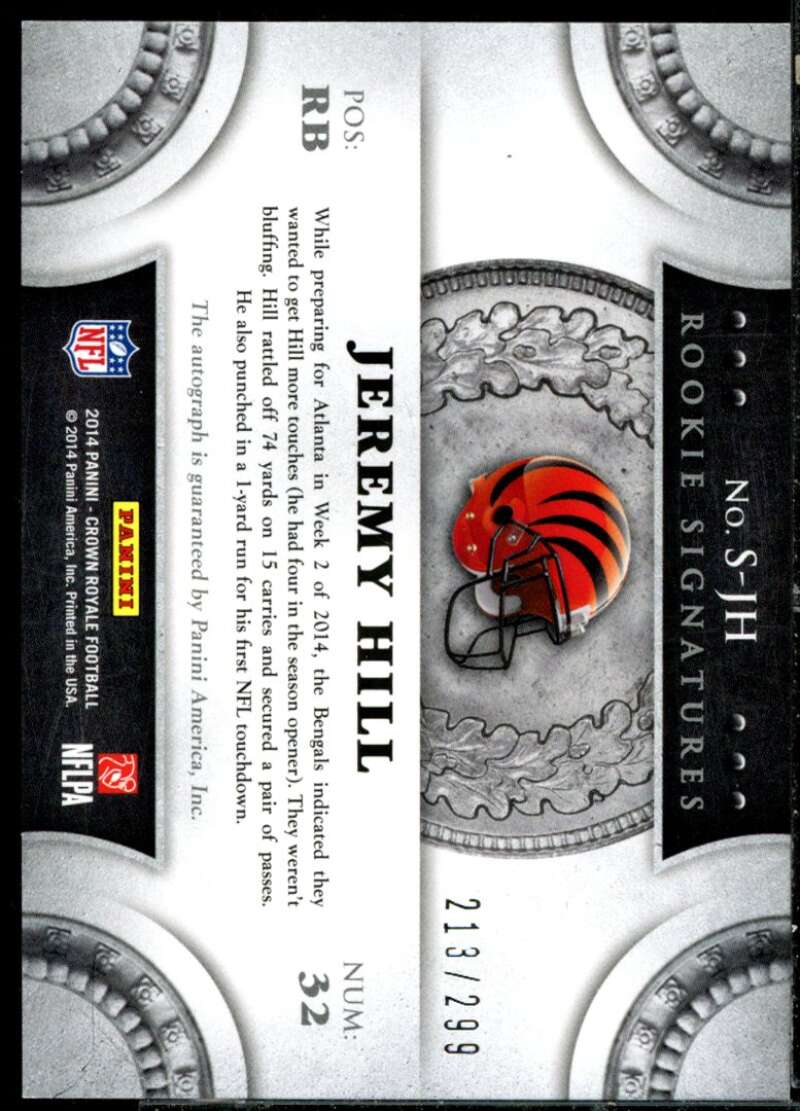 Jeremy Hill Rookie Card 2014 Crown Royale Rookie Signatures #SJH  Image 2