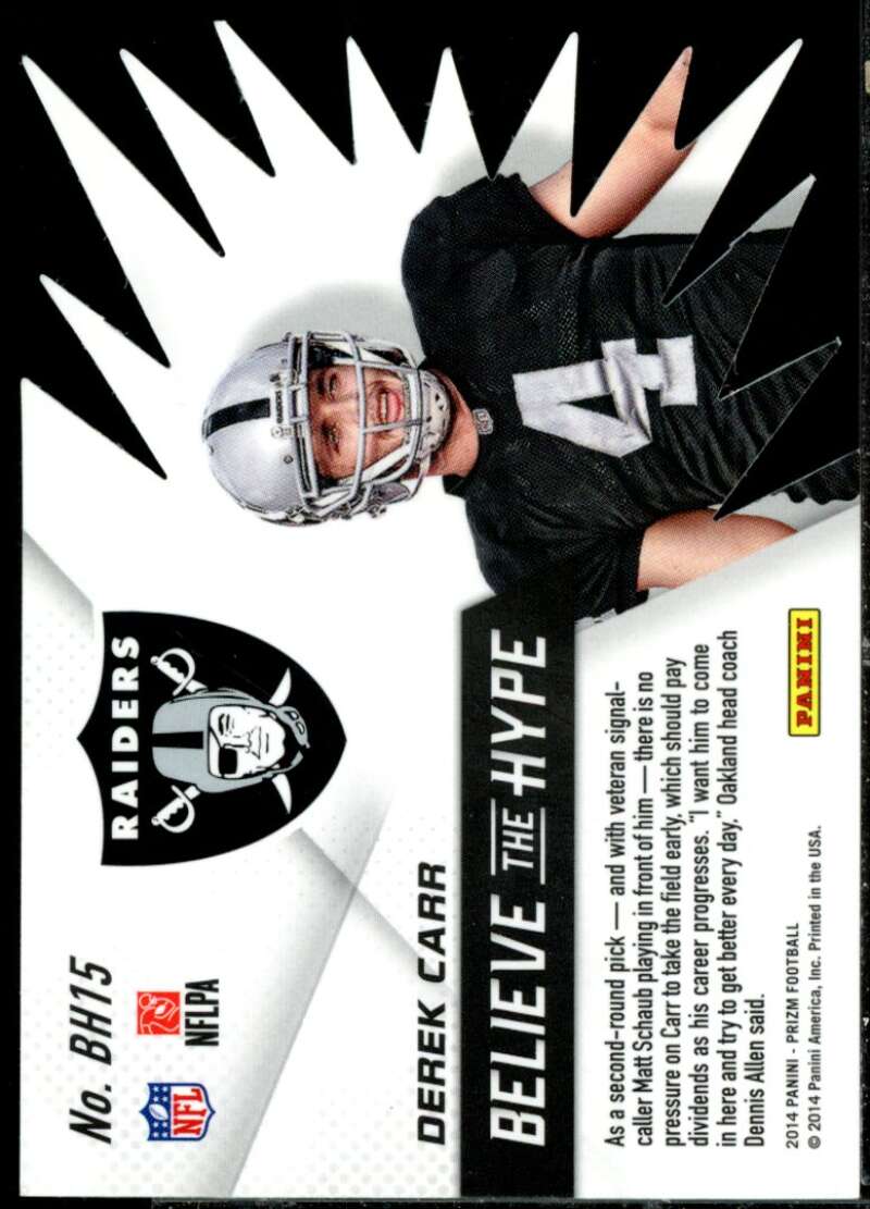 Derek Carr Rookie Card 2014 Panini Prizm Believe the Hype #BH15  Image 2