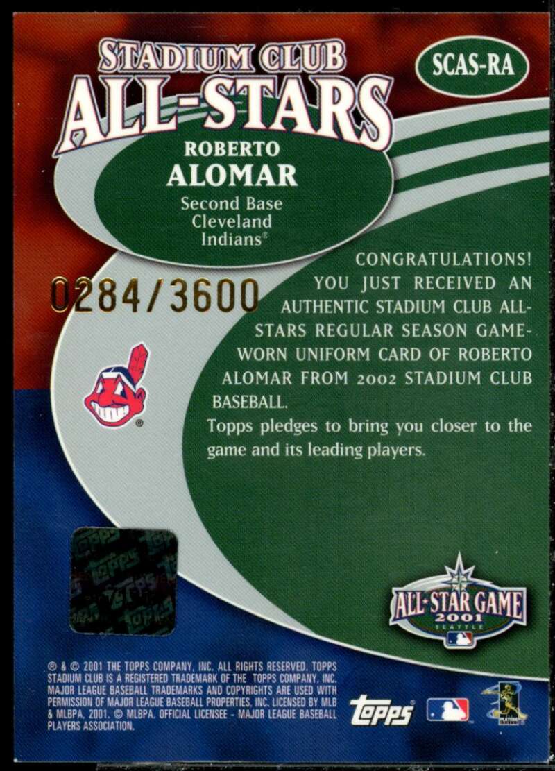 Roberto Alomar Uni Card 2002 Stadium Club All-Star Relics #SCASRA  Image 2