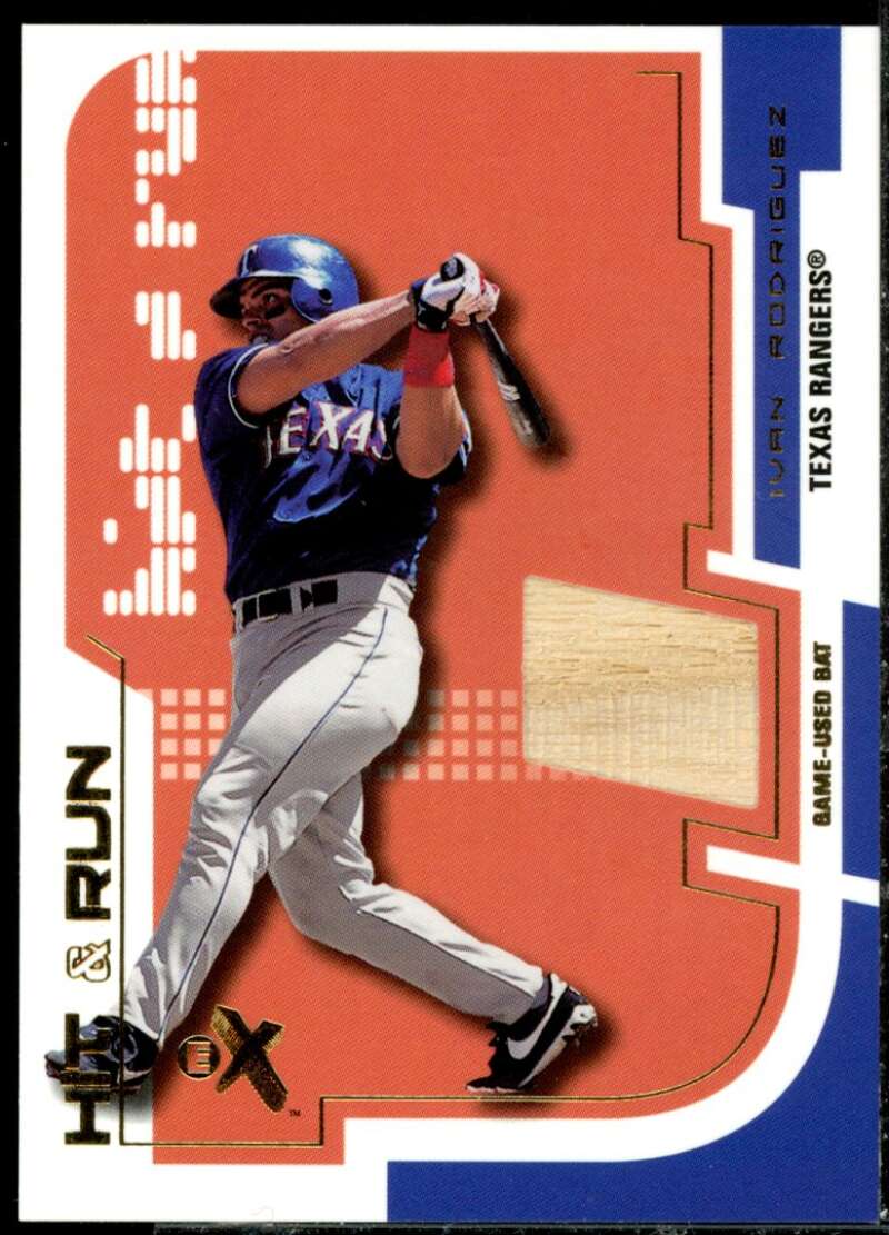 Ivan Rodriguez Card 2002 E-X Hit and Run Game Bat #15  Image 1