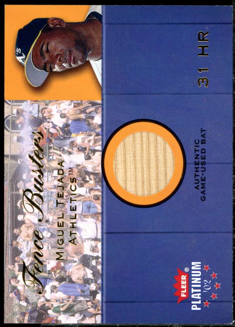 Miguel Tejada Card 2002 Fleer Platinum Fence Busters #19  Image 1