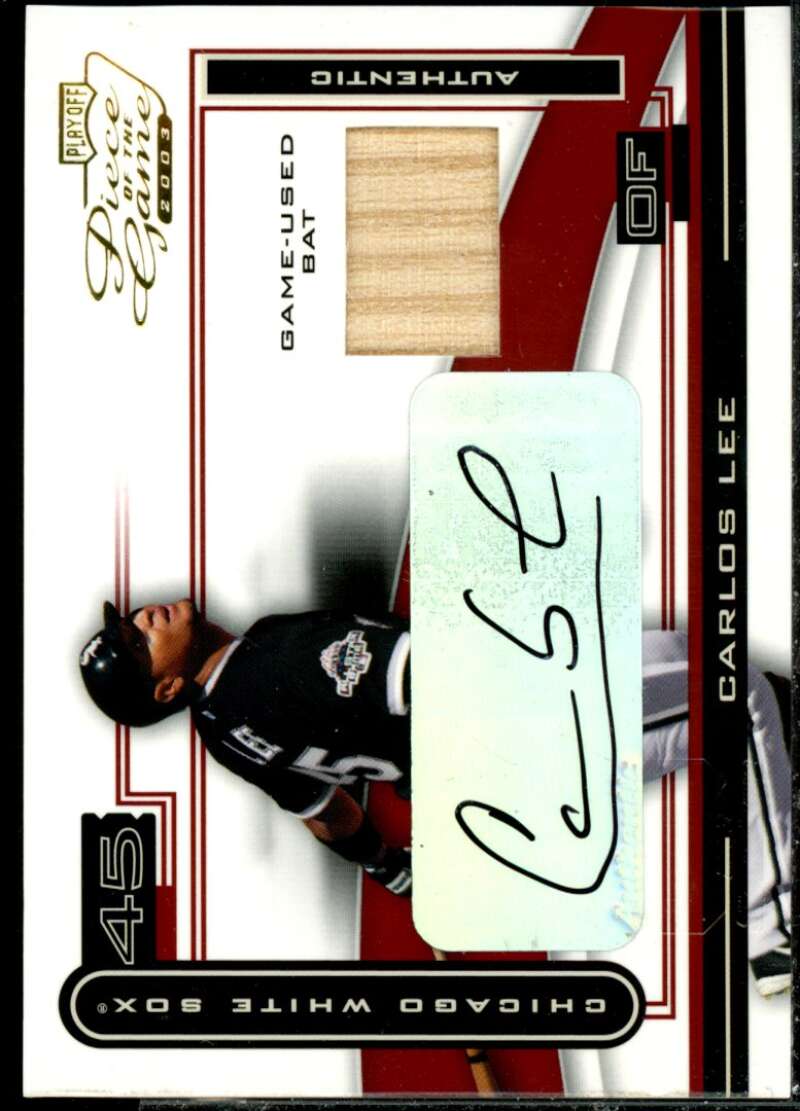 Carlos Lee Bat Card 2003 Playoff Piece of the Game Autographs #22  Image 1