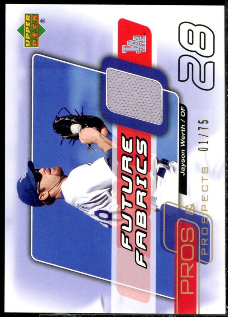 Jayson Werth Card 2005 Upper Deck Pros and Prospects Future Fabrics Gold #JW  Image 1