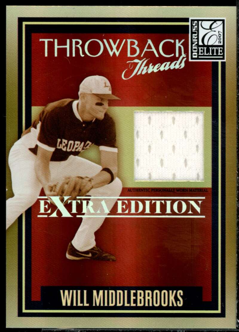 Will Middlebrooks Rookie 2007 Donruss Elite Extra Edition Throwback Threads #18  Image 1