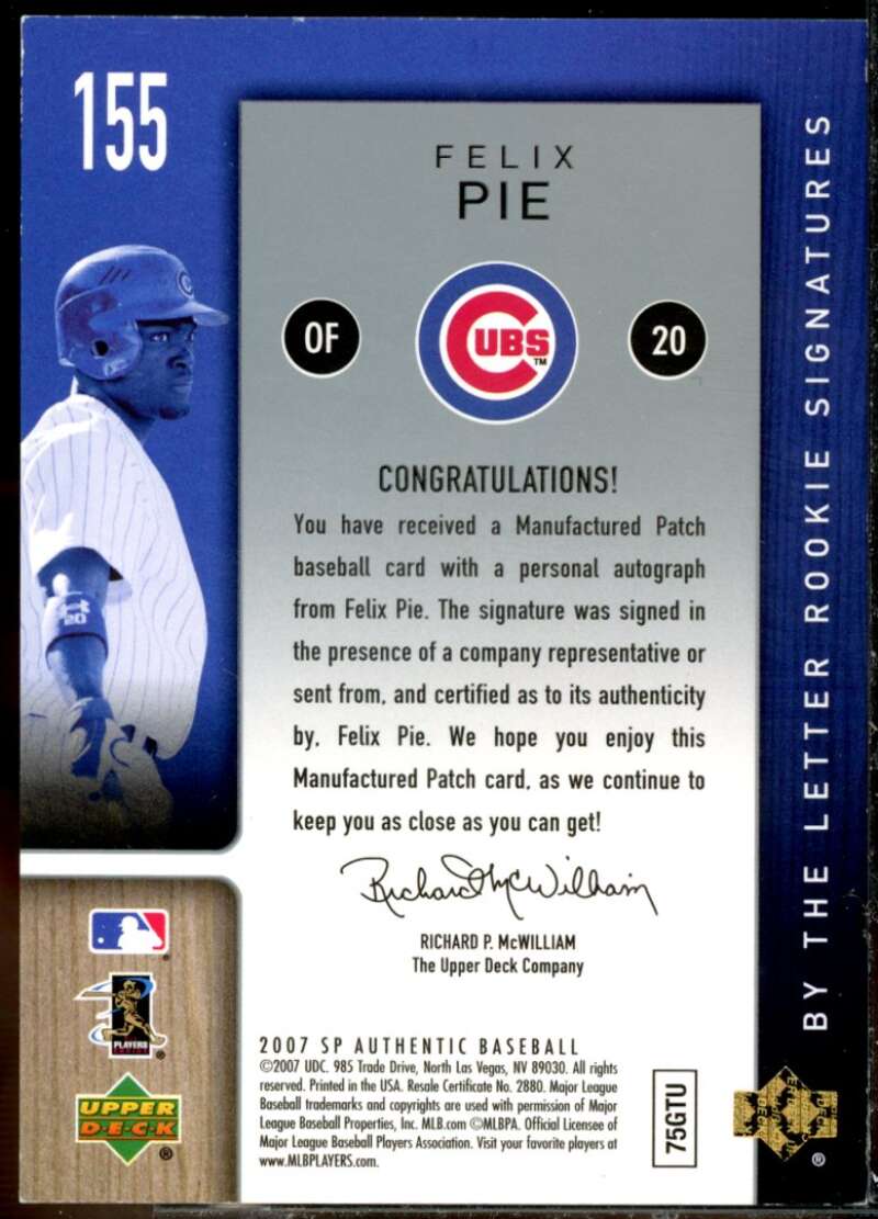 Felix Pie AU Rookie Card 2007 SP Authentic #155b  Image 2