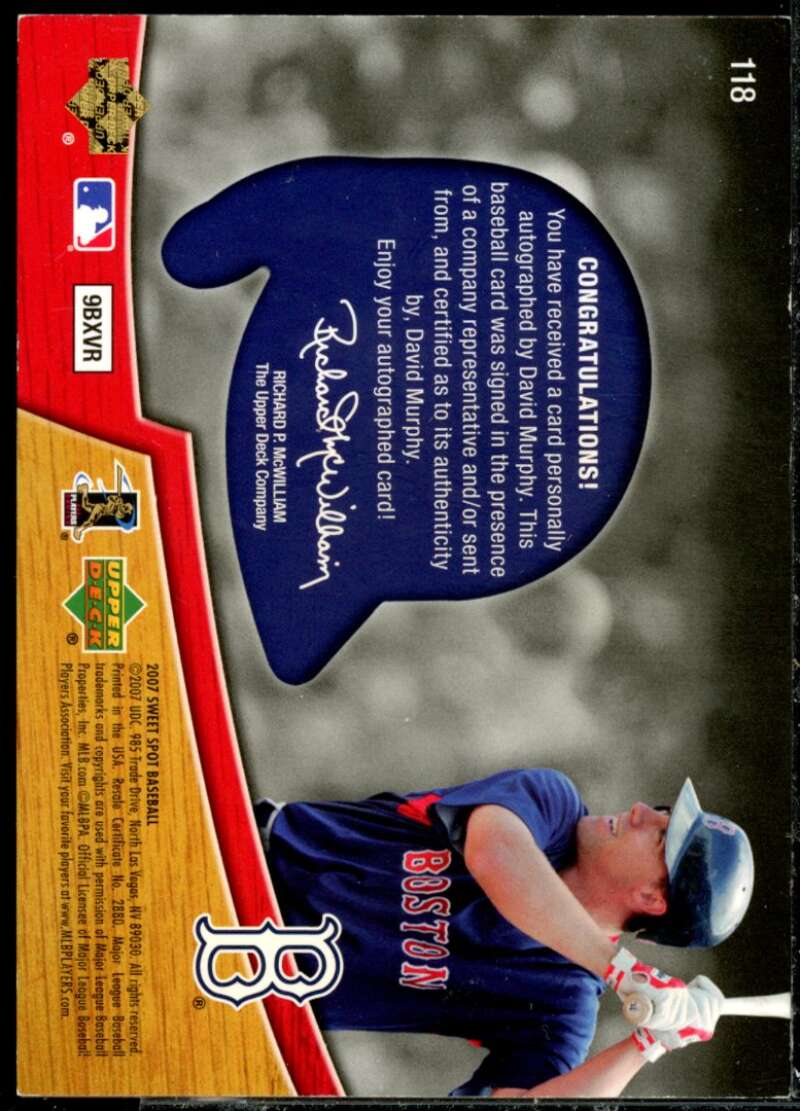 David Murphy AU Rookie Card 2007 Sweet Spot #118  Image 2